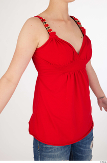  Olivia Sparkle casual dressed red spaghetti strap top upper body 0008.jpg